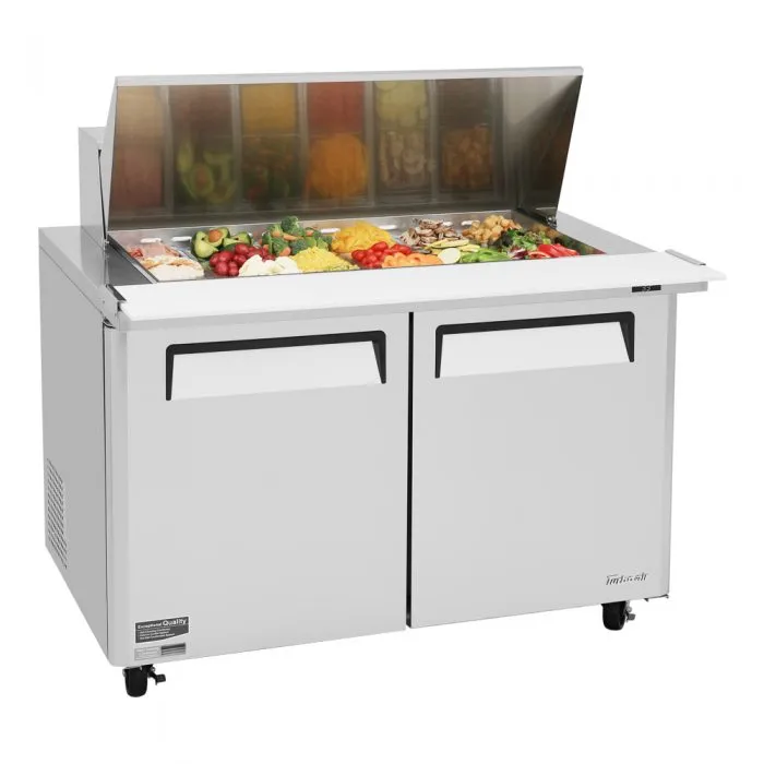 Turbo Air M3 Series 48" Mega Top Sandwich / Salad 18 Pan Refrigerated Prep Table, 2 Solid Doors