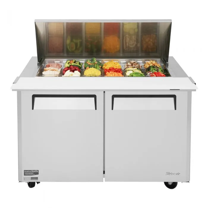 Turbo Air M3 Series 48" Mega Top Sandwich / Salad 18 Pan Refrigerated Prep Table, 2 Solid Doors