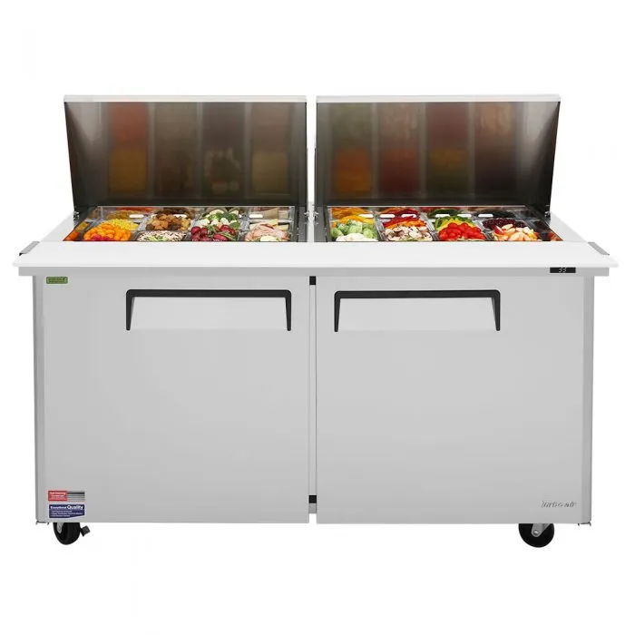 Turbo Air M3 Series 60" Mega Top Sandwich / Salad 24 Pan Refrigerated Prep Table, 2 Solid Doors