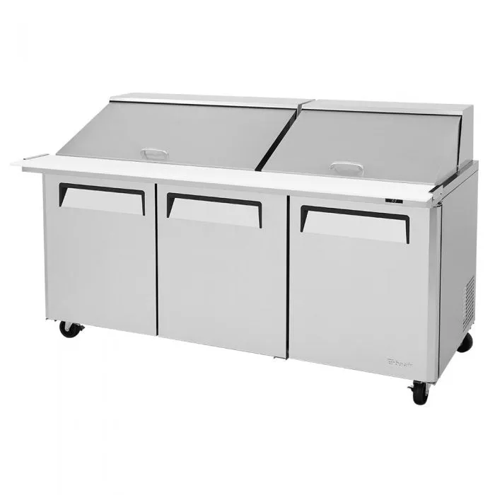Turbo Air M3 Series 72.6" Mega Top Sandwich / Salad 30 Pan Refrigerated Prep Table, 3 Solid Doors