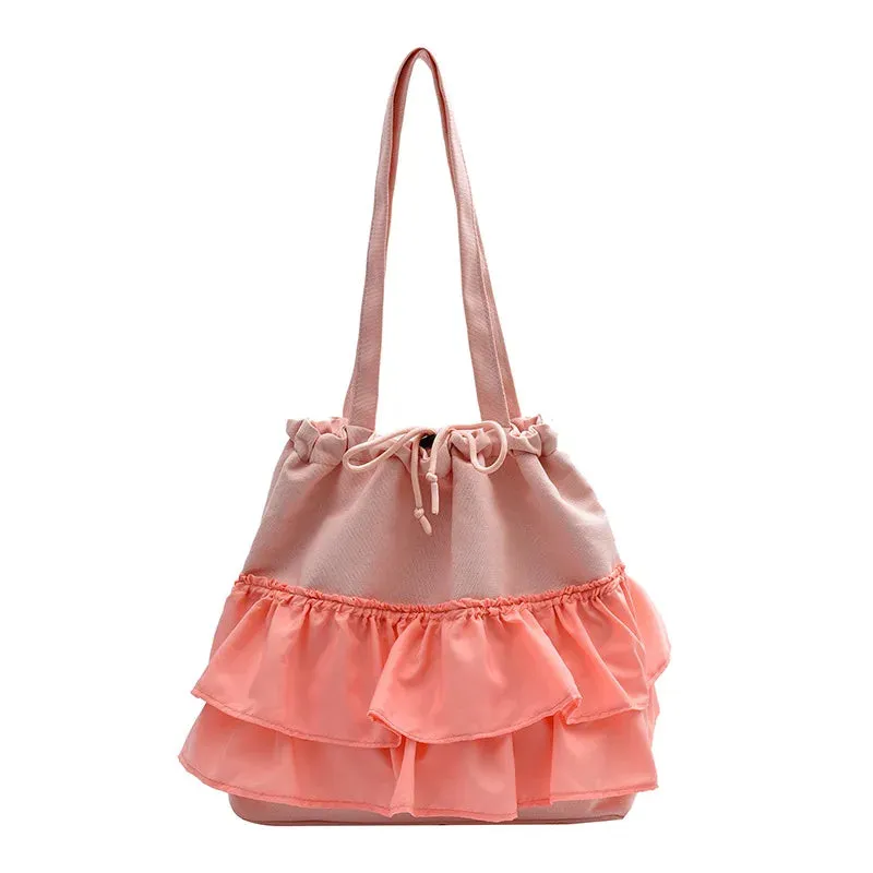 UAKISS  -  1 Piece Creative Fashion Shoulder Bag for Girl Student Candy Color Bucket Bag Travel High Capacity Notebook Cosmetic Storage Bag