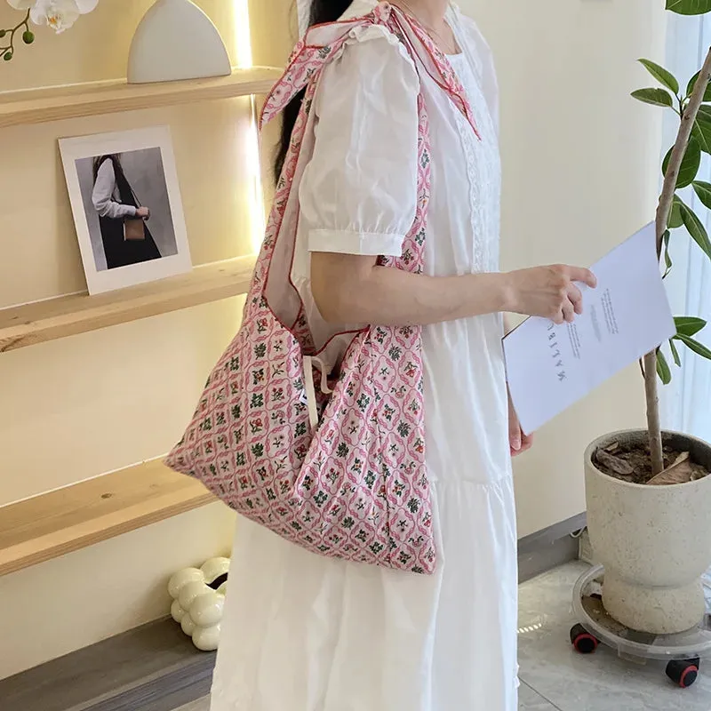 UAKISS  -  1 Piece Elegant France Style Shoulder Bag for Women Aesthetic Vintage Flower Crossbody Bag Portable High Capacity Tote Bag