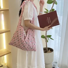 UAKISS  -  1 Piece Elegant France Style Shoulder Bag for Women Aesthetic Vintage Flower Crossbody Bag Portable High Capacity Tote Bag