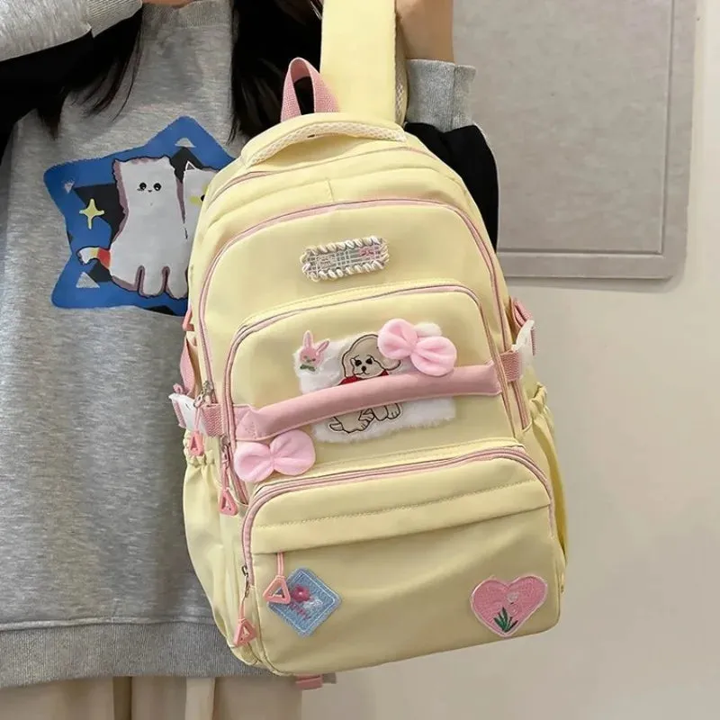 UAKISS  -  2024 Autumn Japanese Teenage Grils Backpack High-capacity Cute Cartoon School Bag Canvas Preppy Style Rucksack Bolsos Mujer