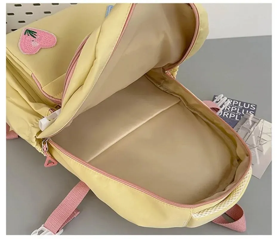 UAKISS  -  2024 Autumn Japanese Teenage Grils Backpack High-capacity Cute Cartoon School Bag Canvas Preppy Style Rucksack Bolsos Mujer