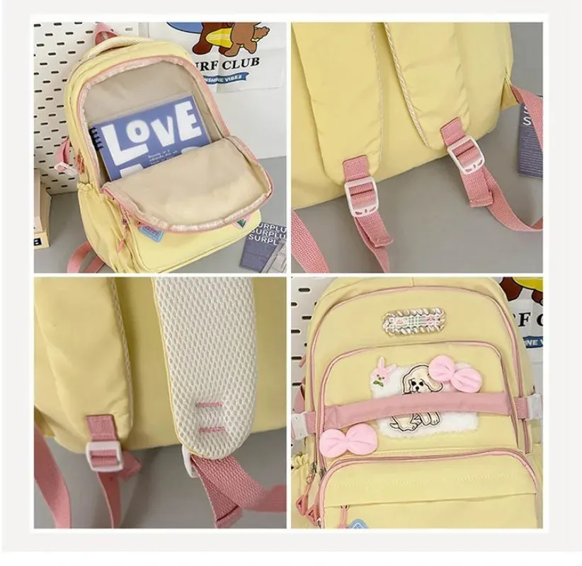 UAKISS  -  2024 Autumn Japanese Teenage Grils Backpack High-capacity Cute Cartoon School Bag Canvas Preppy Style Rucksack Bolsos Mujer
