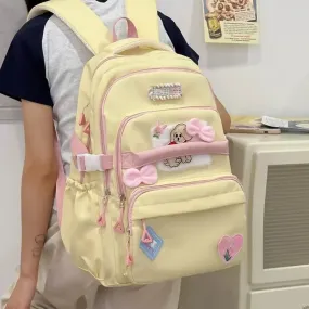 UAKISS  -  2024 Autumn Japanese Teenage Grils Backpack High-capacity Cute Cartoon School Bag Canvas Preppy Style Rucksack Bolsos Mujer