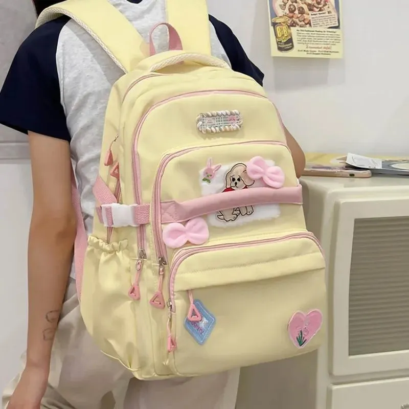 UAKISS  -  2024 Autumn Japanese Teenage Grils Backpack High-capacity Cute Cartoon School Bag Canvas Preppy Style Rucksack Bolsos Mujer