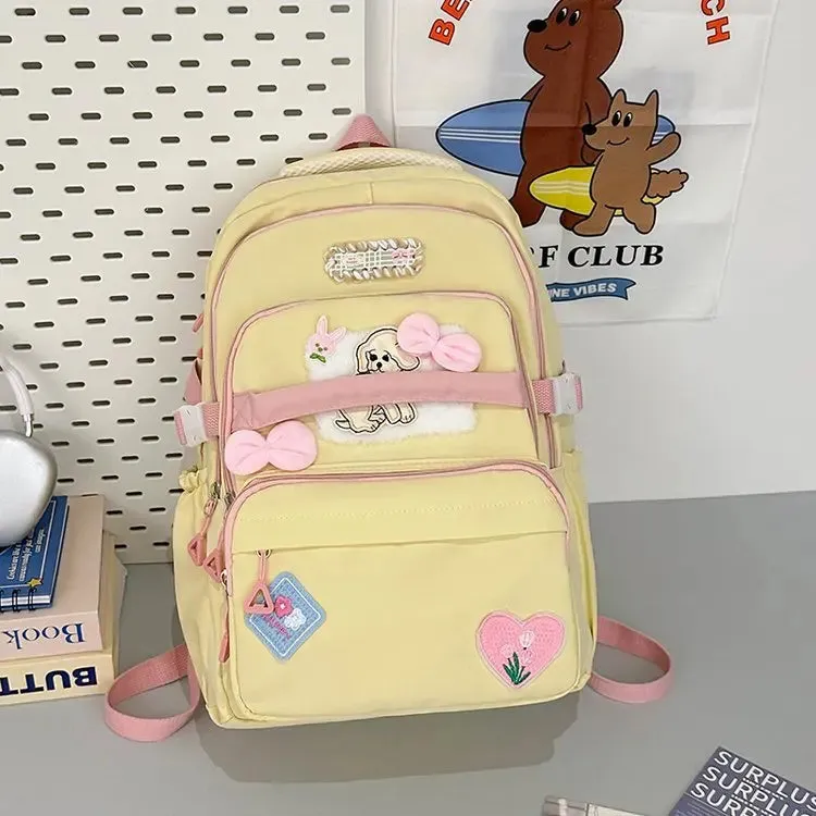 UAKISS  -  2024 Autumn Japanese Teenage Grils Backpack High-capacity Cute Cartoon School Bag Canvas Preppy Style Rucksack Bolsos Mujer
