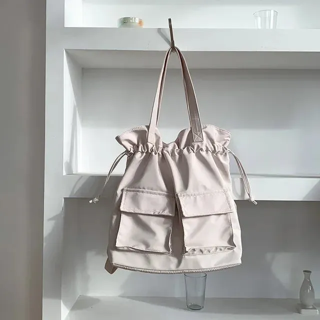 UAKISS  -  2024 Fashion Personality Pleated Shoulder Handbags Korean Ins Y2k Solid Casual Underarm Bag High-capacity Simple Women Backpacks