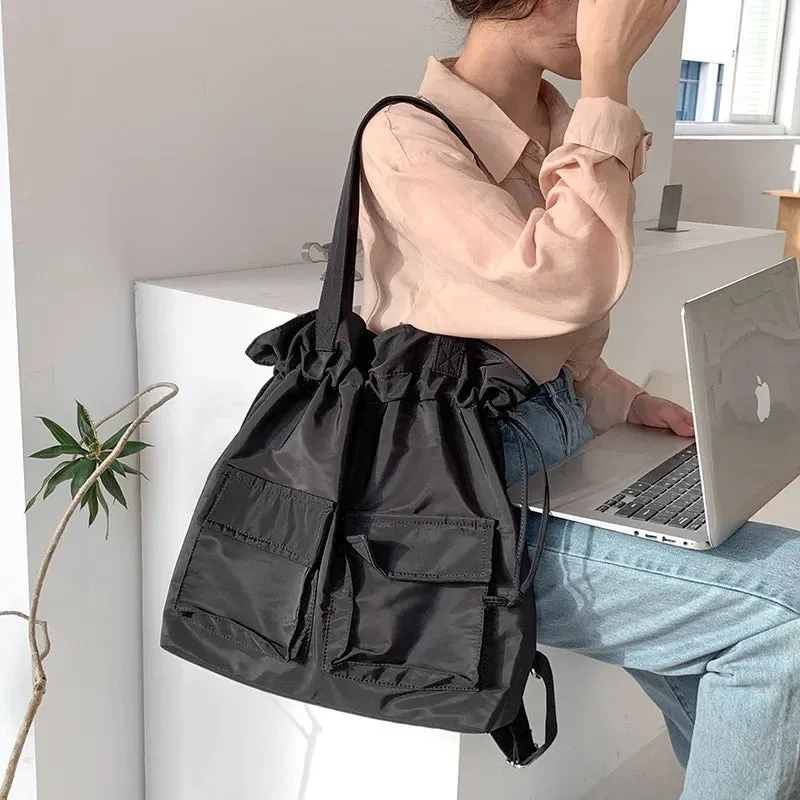 UAKISS  -  2024 Fashion Personality Pleated Shoulder Handbags Korean Ins Y2k Solid Casual Underarm Bag High-capacity Simple Women Backpacks