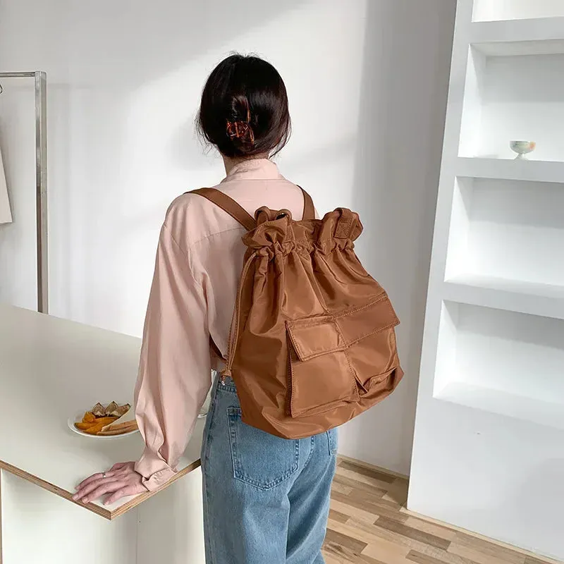UAKISS  -  2024 Fashion Personality Pleated Shoulder Handbags Korean Ins Y2k Solid Casual Underarm Bag High-capacity Simple Women Backpacks