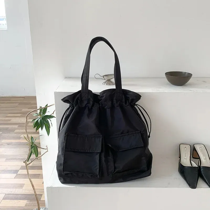UAKISS  -  2024 Fashion Personality Pleated Shoulder Handbags Korean Ins Y2k Solid Casual Underarm Bag High-capacity Simple Women Backpacks