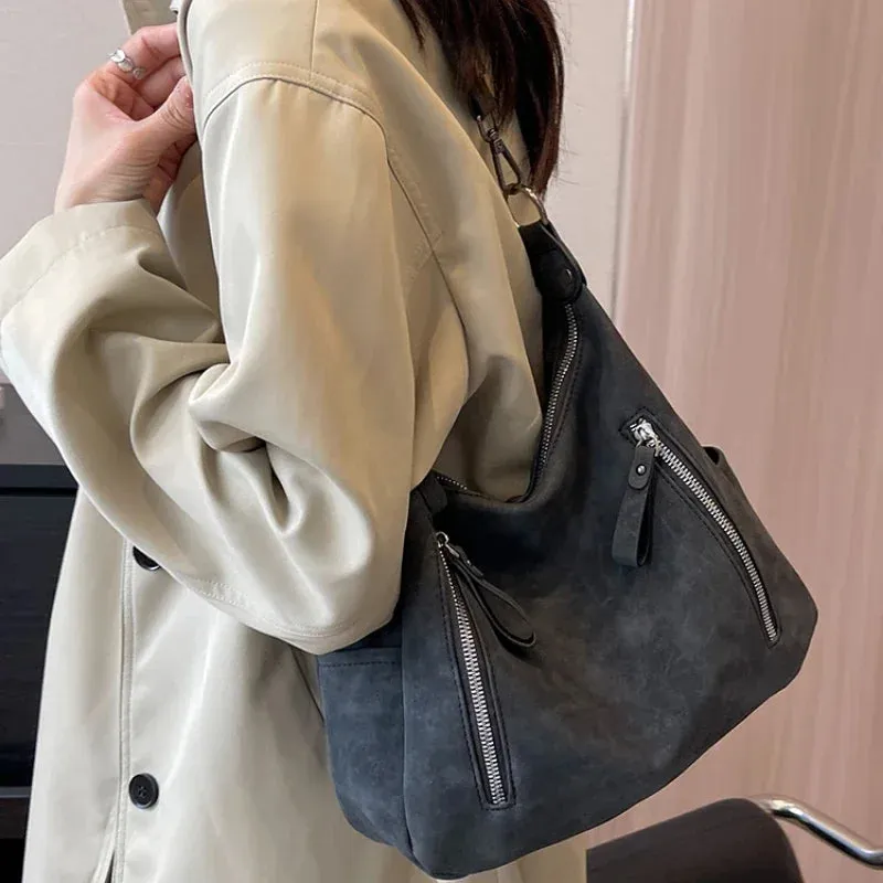 UAKISS  -  2024 High-capacity All Match Y2k Aesthetic Tote Bags Elegant Luxury Design Frosted Shoulder Crossbody Bag Casual  Handbag Women