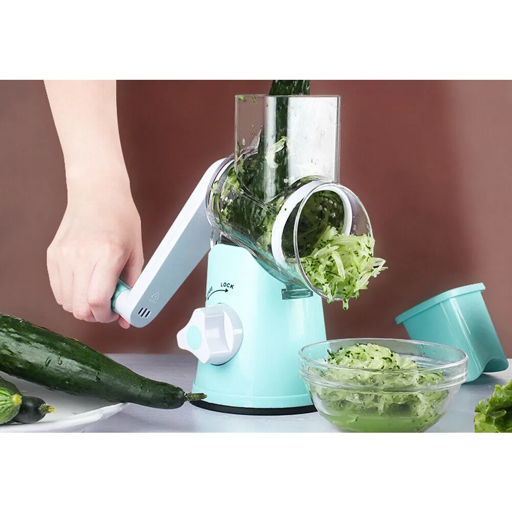 US 1-2 Pack Rotary Cheese Grater Shredder Manual Speed Round Food Slicer Grinder