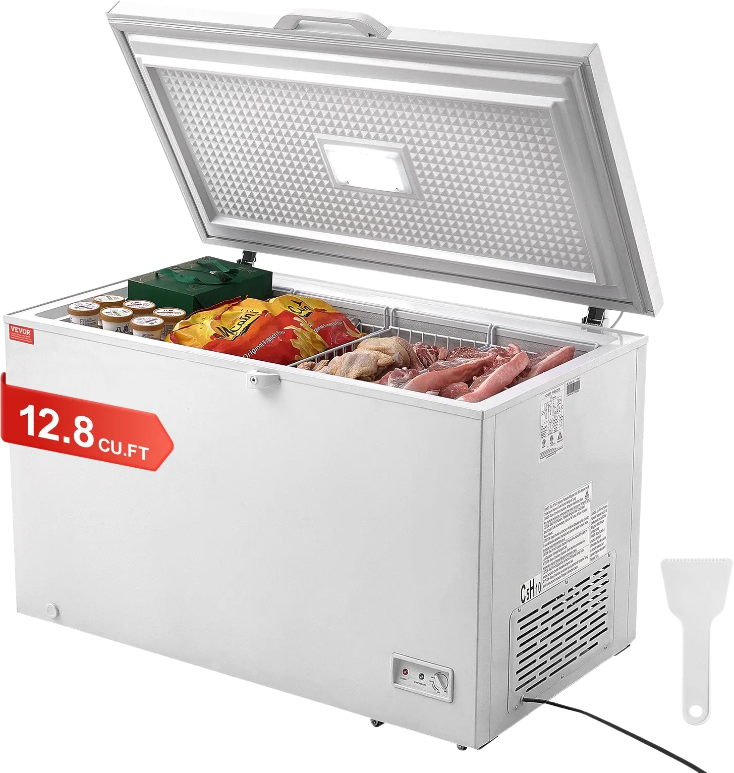 Vevor Chest Freezer 12.8 Cu. Ft. 345L Deep Freezer with Adjustable Thermostat New