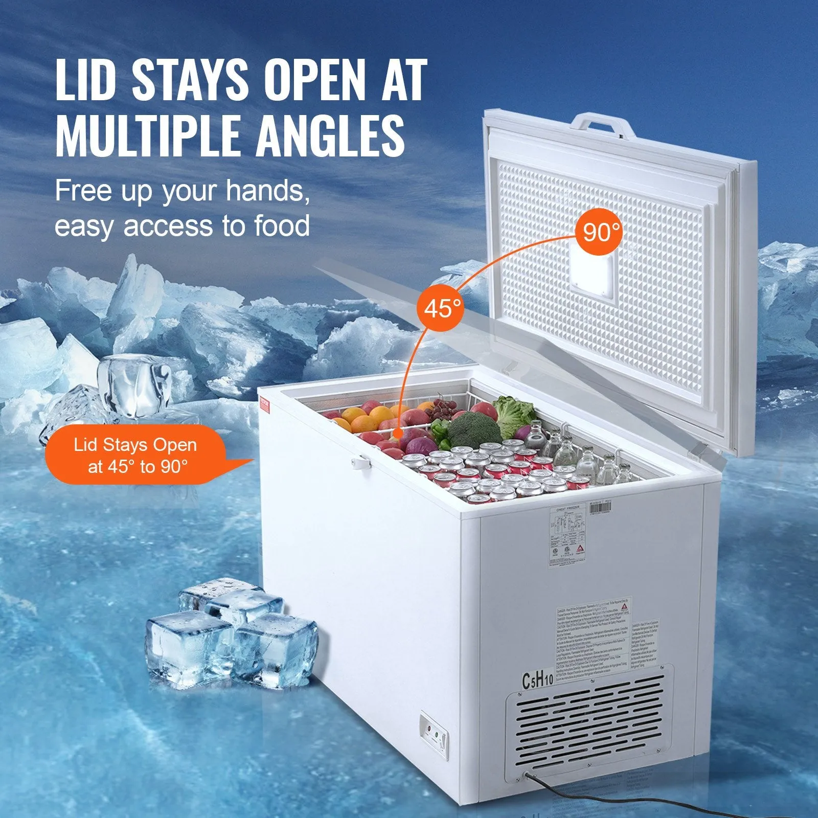 Vevor Chest Freezer 12.8 Cu. Ft. 345L Deep Freezer with Adjustable Thermostat New