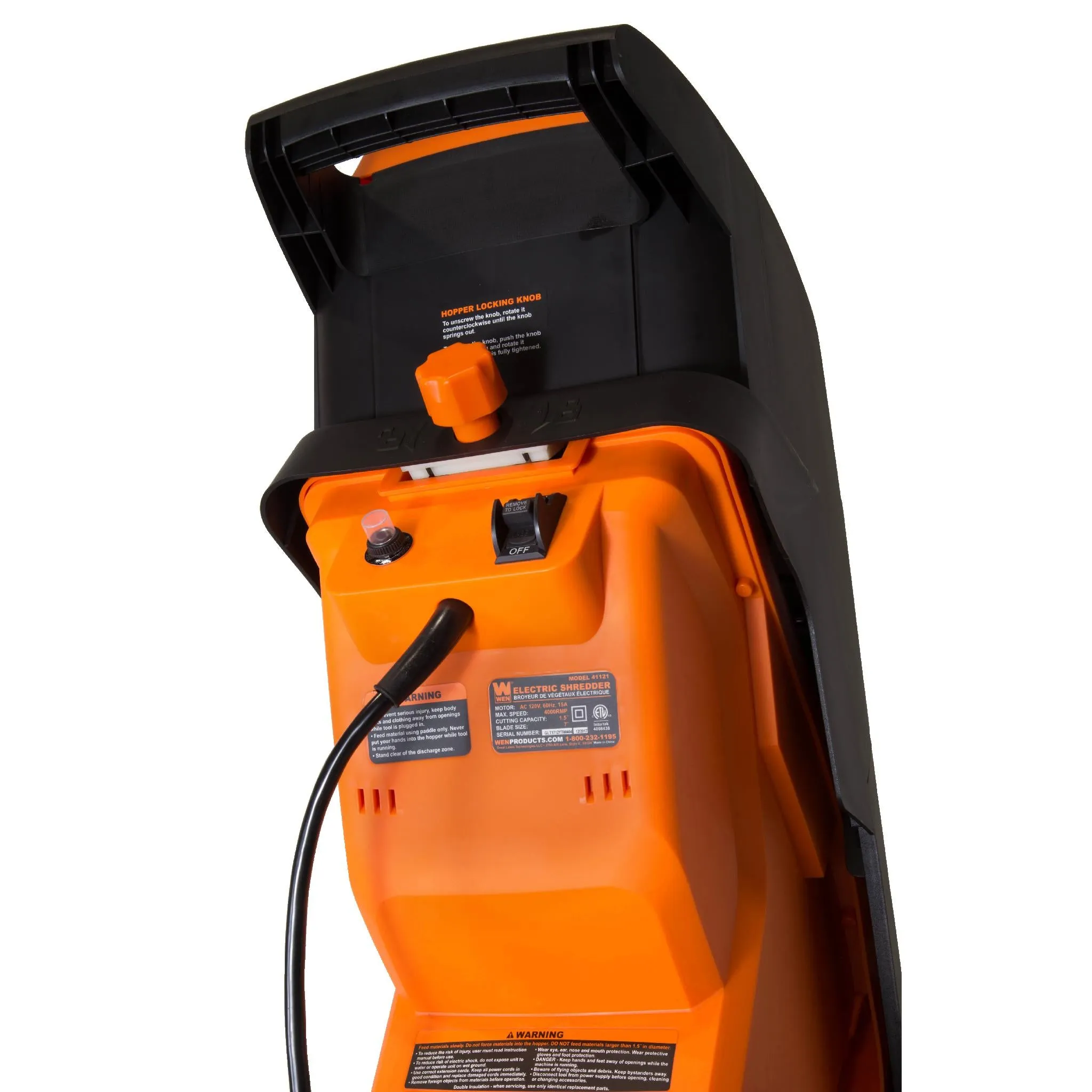 WEN 41121 15-Amp Rolling Electric Wood Chipper and Shredder