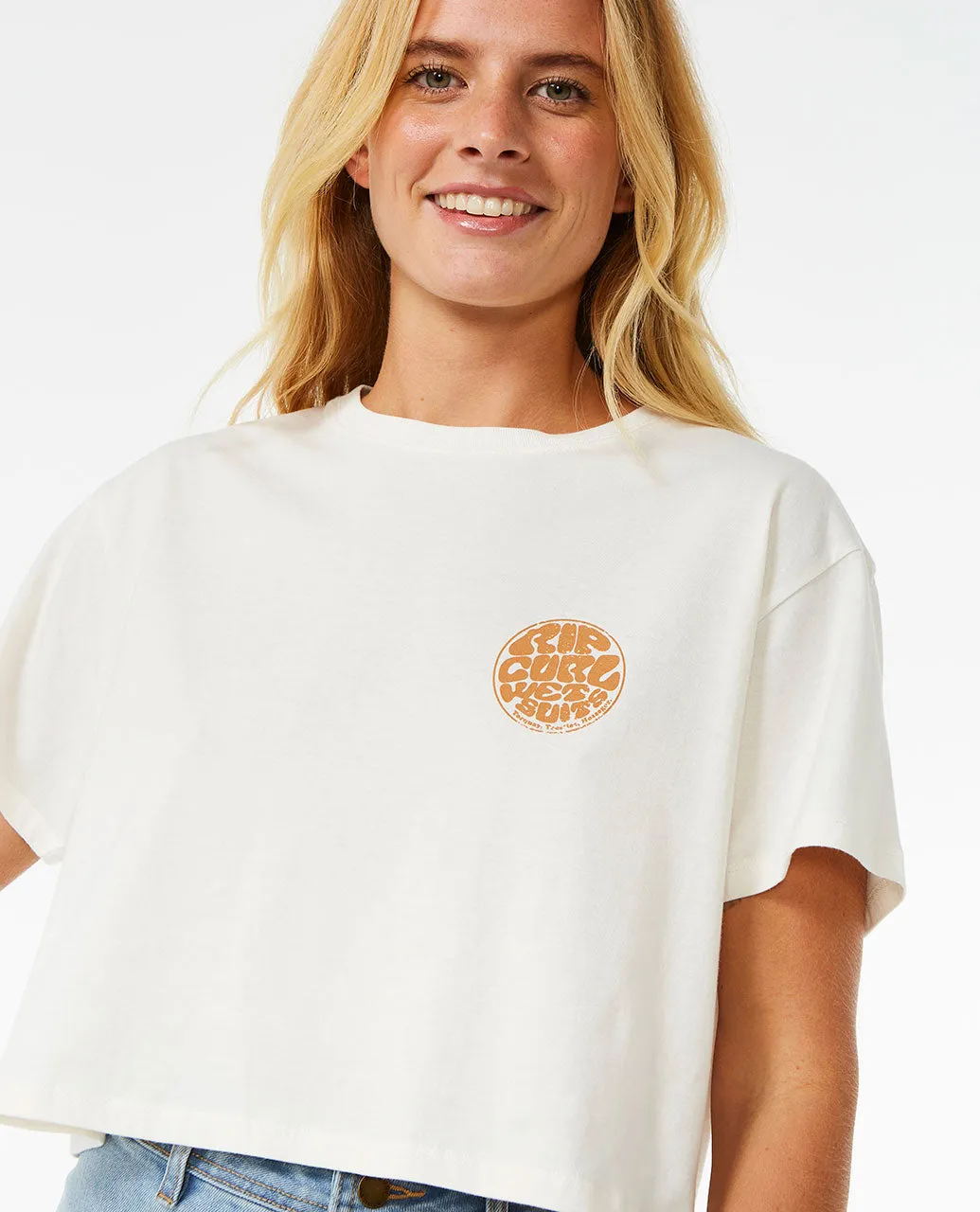 Wettie Icon Crop Tee - Bone