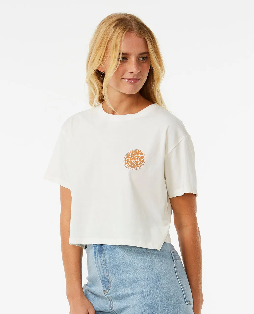 Wettie Icon Crop Tee - Bone