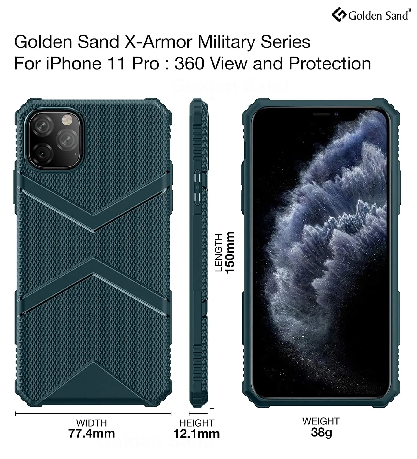 X-Armor Military Series Shock Proof Back Cover for Apple iPhone 11 Pro 5.8 inch, Green