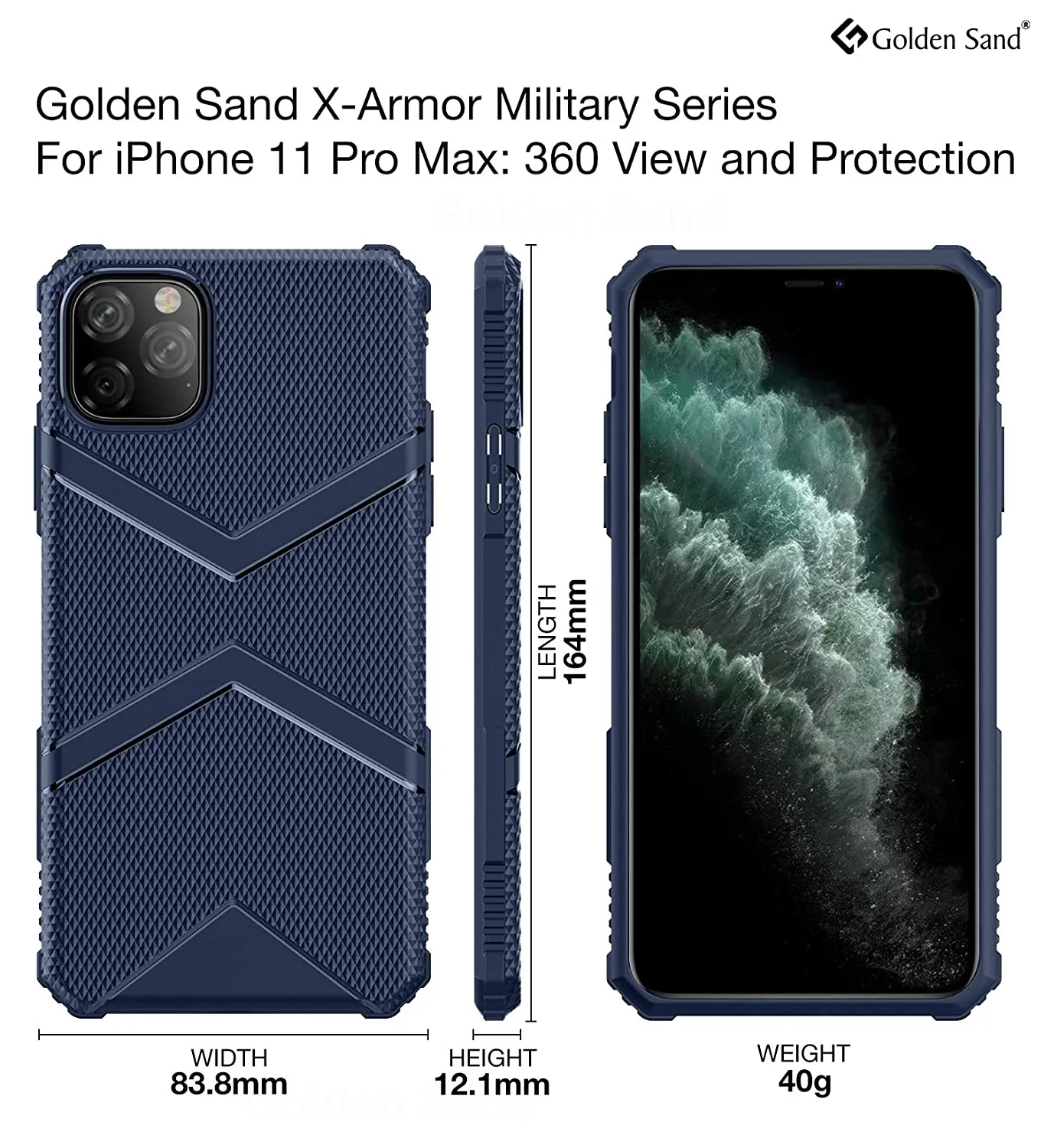 X-Armor Military Series Shock Proof Back Cover for Apple iPhone 11 Pro Max 6.5 inch, Blue