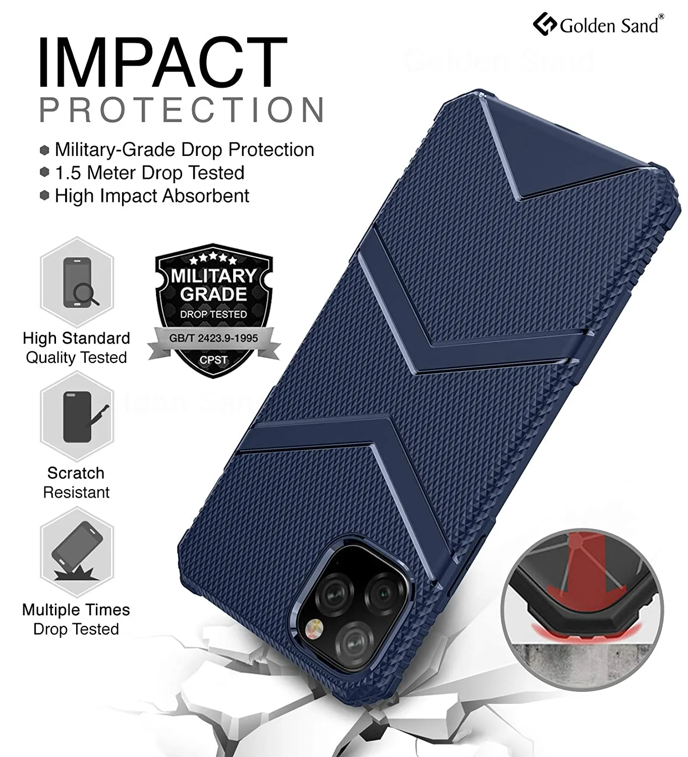 X-Armor Military Series Shock Proof Back Cover for Apple iPhone 11 Pro Max 6.5 inch, Blue
