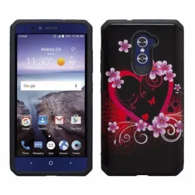 ZTE Grand X Max 2 Case | ZTE Imperial Max/Max Duo Slim Hybrid Dual Layer [Shock Resistant] Armor Case Cover for ZTE Grand X Max 2/Imperial Max/Max Duo LTE - Heart Butterfiles
