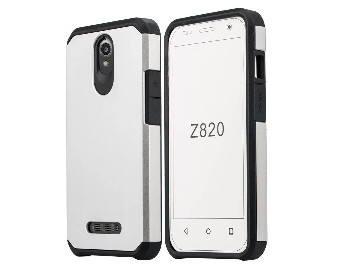 ZTE Obsidian | ZTE Z820 Case, SlimHybrid Dual Layer Armor[Impact/Shock Resistant] Case for ZTE Obsidian | ZTE Z820 - Silver/Black