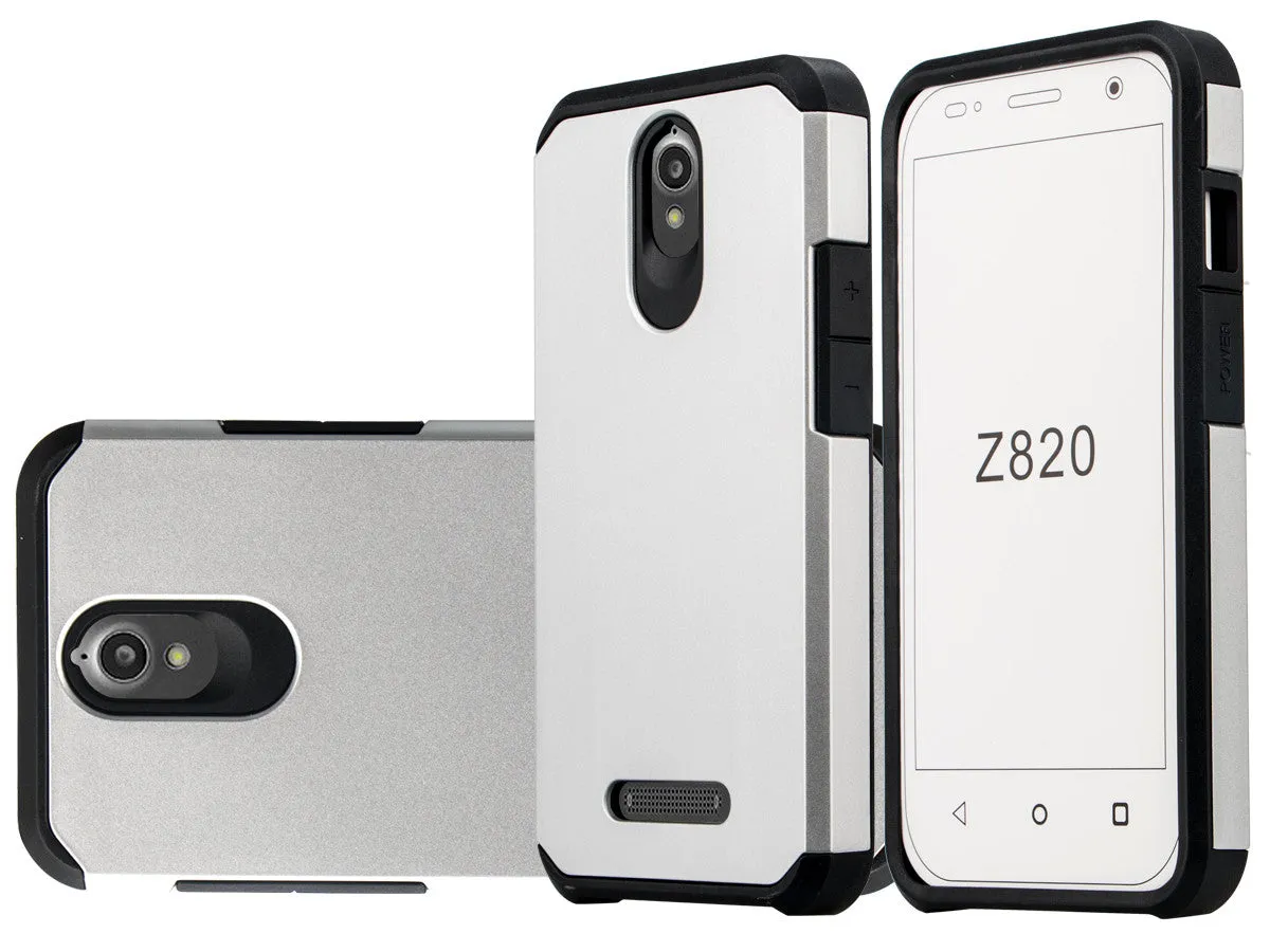 ZTE Obsidian | ZTE Z820 Case, SlimHybrid Dual Layer Armor[Impact/Shock Resistant] Case for ZTE Obsidian | ZTE Z820 - Silver/Black