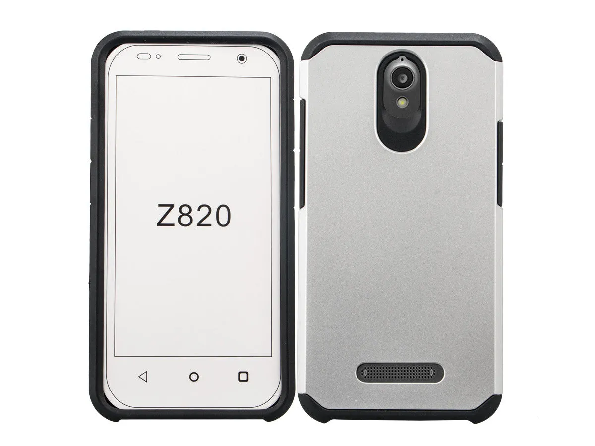 ZTE Obsidian | ZTE Z820 Case, SlimHybrid Dual Layer Armor[Impact/Shock Resistant] Case for ZTE Obsidian | ZTE Z820 - Silver/Black