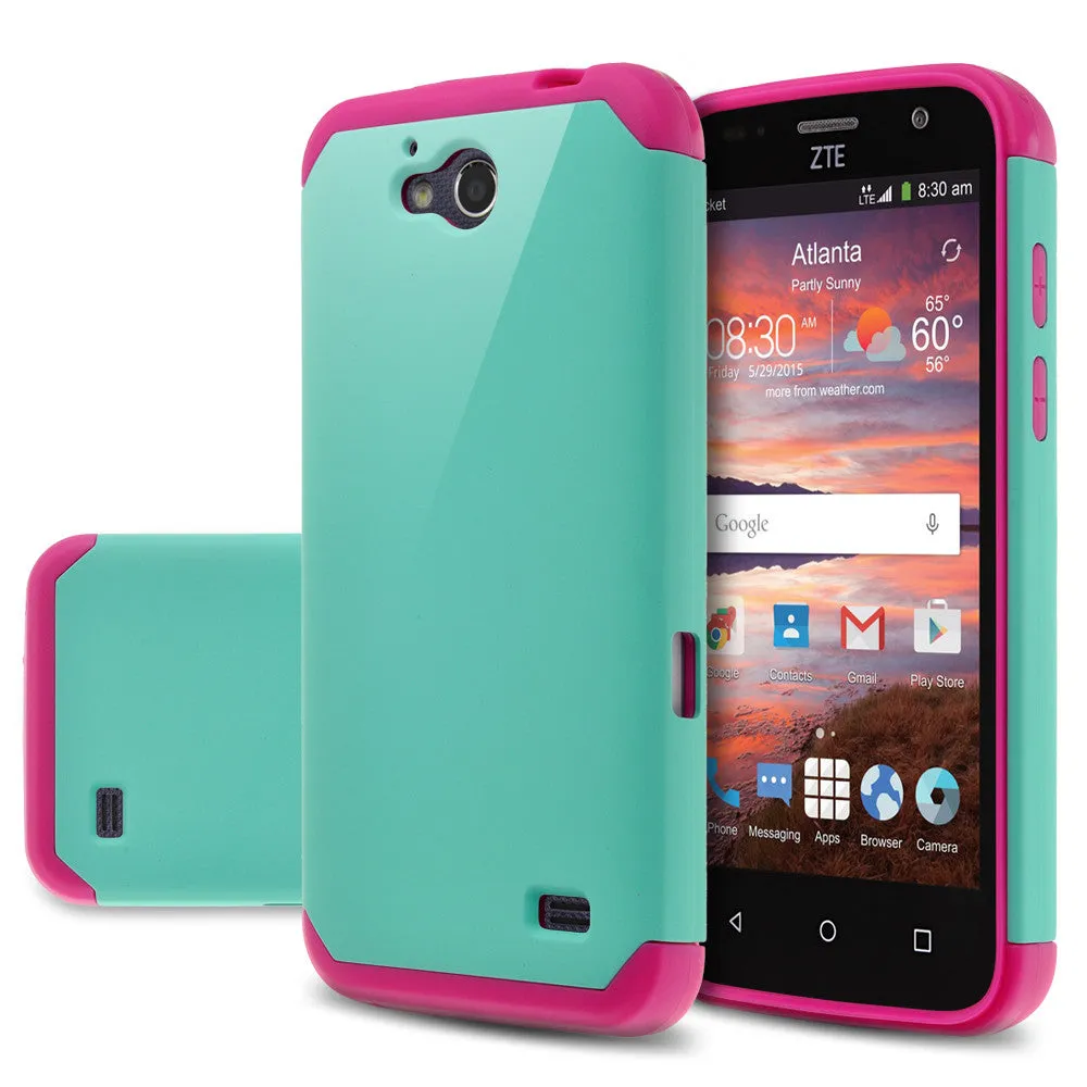 ZTE Overture 2 | ZTE Z813 Case, SlimHybrid Dual Layer Armor[Impact/Shock Resistant] Case for ZTE Overture 2 | ZTE Z813 - Teal/Hot Pink