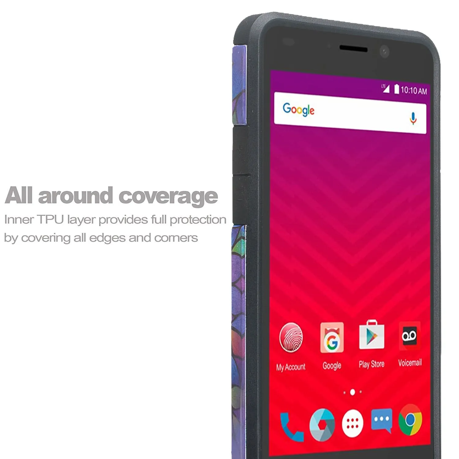 ZTE Prestige 2, Overture 3, Maven 3, Prelude Plus, ZTE 9136, Midnight Pro, Slim Hybrid Dual Layer Case Cover - Rainbow Flower