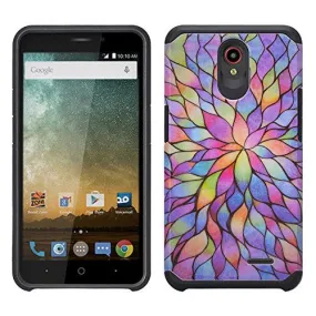 ZTE Prestige Case, Sonata 3, ZTE Avid Plus, ZTE Avid Trio, ZFive 2, Midnight Pro, Maven 2, Cheers, Slim Dual Layer Case Cover - Rainbow Flower