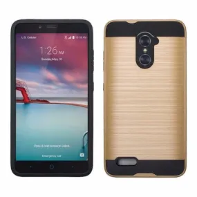 ZTE ZMAX Pro Case, ZTE Blade X Max, ZTE Carry, Slim Hybrid Dual Layer [Shock/Impact Resistant] Case for ZTE ZMAX Pro - Brush Gold
