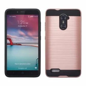 ZTE ZMAX Pro Case, ZTE Blade X Max, ZTE Carry, Slim Hybrid Dual Layer [Shock/Impact Resistant] Case for ZTE ZMAX Pro - Brush Rose Gold